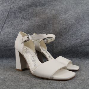 Calvin Klein Shoe Women 6.5 Sandal Block Heel Ankle Strap Fashion Open Toe White